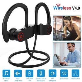 Wireless Headset IPX7 Waterproof Sport Headphones In-Ear Wireless4.1 Stereo Earphone Noise Canceling Neck Earbuds w/Mic 8 Hrs Work Time for Runni
