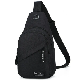 Men Women Sling Bag Chest Fanny Packs Cross Body Travel Sports Shoulder Backpack (Color: Black)