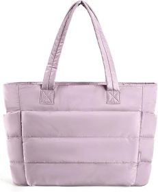 Women's Cotton Handbag Large Zipper Travel Essential (Option: Light Purple-35x16x43cm)