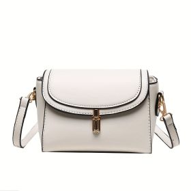 PU Women's Shoulder Bag, Large Capacity, Comfortable And Versatile, Small Square Bag, Commuting Fashion, Simple Crossbody Bag (Color: White)