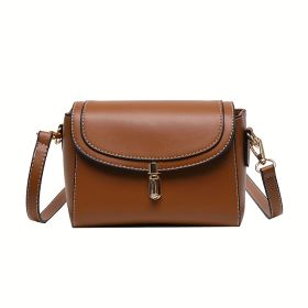 PU Women's Shoulder Bag, Large Capacity, Comfortable And Versatile, Small Square Bag, Commuting Fashion, Simple Crossbody Bag (Color: Brown)