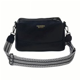 Fashionable Multi-functional PU Crossbody Bag Casual Shoulder Bag For Daily Commuting (Color: Black)